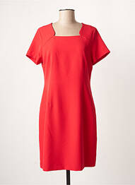 Robe mi-longue fermeture zippée au dos manches courtes rouge GUY DUBOUIS femme