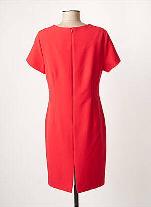 Robe mi-longue fermeture zippée au dos manches courtes rouge GUY DUBOUIS femme