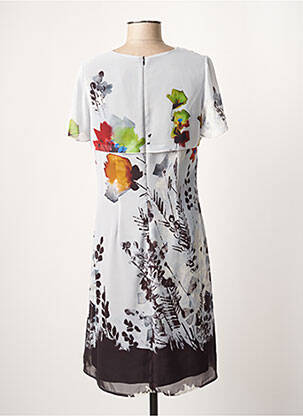 Robe mi-longue imprimé fantaisie manches courtes gris GUY DUBOUIS femme