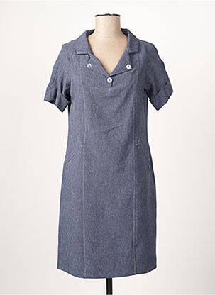 Robe mi-longue manches courtes manches courtes bleu GUY DUBOUIS femme