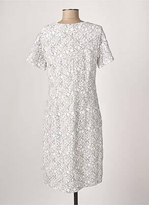Robe mi-longue imprimé fantaisie manches courtes blanc GUY DUBOUIS femme