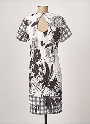 Robe mi-longue imprimé fleurs manches courtes blanc GUY DUBOUIS femme
