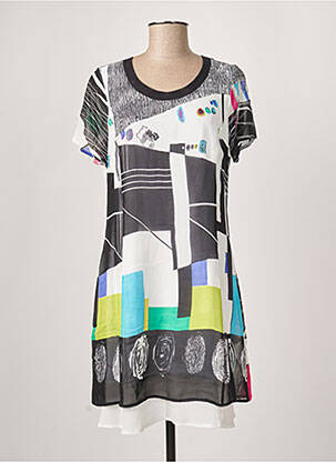 Robe mi-longue coupe fluide manches courtes noir GUY DUBOUIS femme