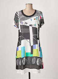 Robe mi-longue coupe fluide manches courtes noir GUY DUBOUIS femme