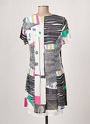 Robe mi-longue coupe fluide manches courtes noir GUY DUBOUIS femme