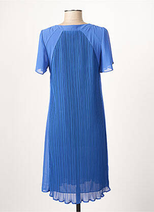 Robe mi-longue coupe fluide manches courtes bleu GUY DUBOUIS femme