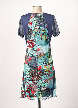 Robe mi-longue imprimé fantaisie manches courtes bleu GUY DUBOUIS femme