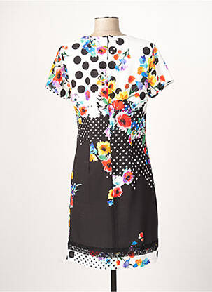 Robe mi-longue imprimé fleurs manches courtes noir MERI & ESCA femme