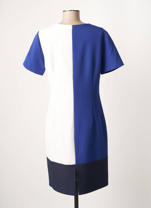 Robe mi-longue fermeture zippée au dos manches courtes bleu GUY DUBOUIS femme