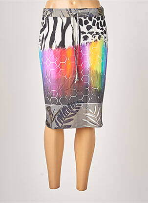 Jupe mi-longue stretch gris GUY DUBOUIS femme