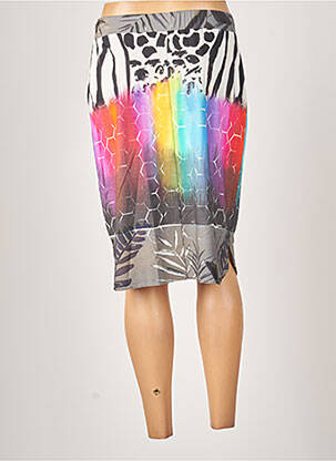 Jupe mi-longue stretch gris GUY DUBOUIS femme