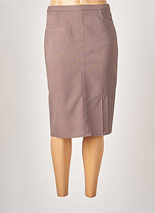 Jupe mi-longue taille à pinces marron GUY DUBOUIS femme