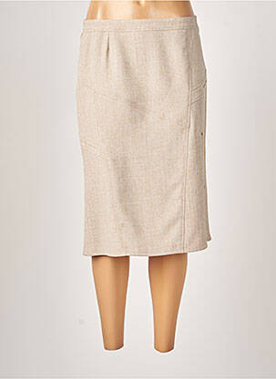 Jupe mi-longue coupe droite beige GUY DUBOUIS femme