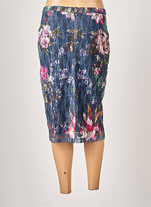 Jupe mi-longue stretch bleu GUY DUBOUIS femme