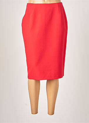 Jupe mi-longue taille à pinces rouge GUY DUBOUIS femme