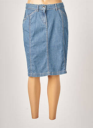 Jupe mi-longue coupe droite bleu GUY DUBOUIS femme