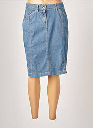 Jupe mi-longue coupe droite bleu GUY DUBOUIS femme