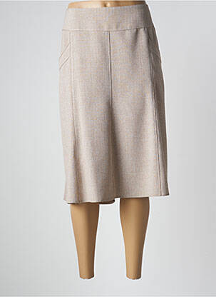 Jupe mi-longue stretch beige GUY DUBOUIS femme