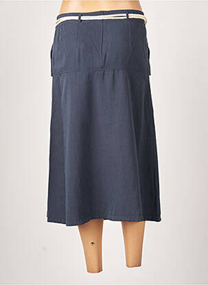 Jupe mi-longue coupe évasée bleu GUY DUBOUIS femme
