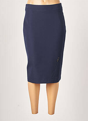 Jupe mi-longue stretch bleu GUY DUBOUIS femme