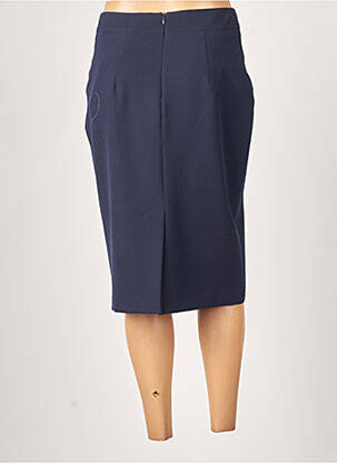 Jupe mi-longue stretch bleu GUY DUBOUIS femme