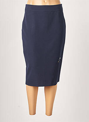 Jupe mi-longue stretch bleu GUY DUBOUIS femme