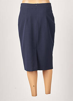 Jupe mi-longue stretch bleu GUY DUBOUIS femme