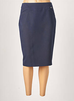 Jupe mi-longue stretch bleu GUY DUBOUIS femme