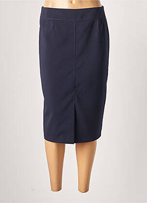 Jupe mi-longue stretch bleu GUY DUBOUIS femme