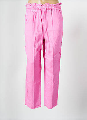 Pantalon 7/8 tissage popeline taille normale rose B.YOUNG femme