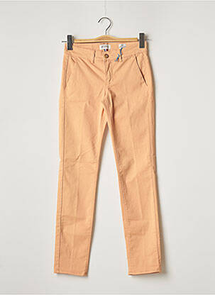 Pantalon chino fermeture zippée sous rabat boutonné taille normale orange HAPPY femme