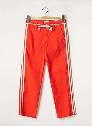 Pantalon chino broderie galons latéraux taille normale orange HAPPY femme
