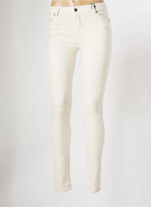 Jeans coupe slim broderie rivets taille normale beige YEST femme
