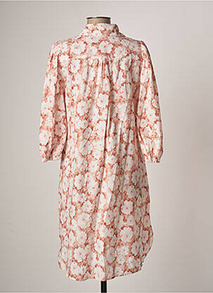 Robe mi-longue imprimé fleurs manches 3/4 rose KAFFE femme