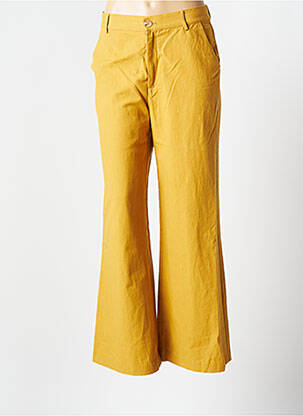 Pantalon chino tissage popeline jaune SEE U SOON femme