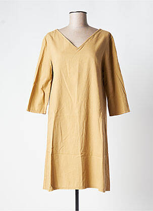Robe mi-longue manches 3/4 manches 3/4 beige COUTURIST femme