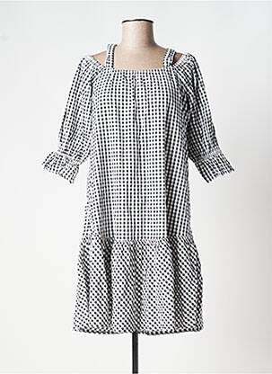 Robe mi-longue coupe évasée manches 3/4 noir EDC femme