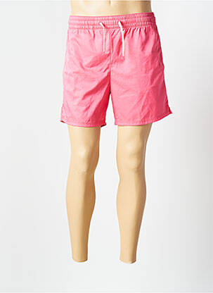 Short de bain effet matière satinée rose SELECTED homme