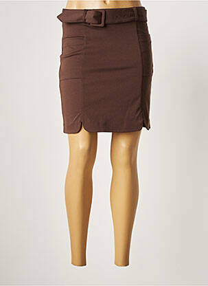 Jupe courte taille normale marron ICHI femme