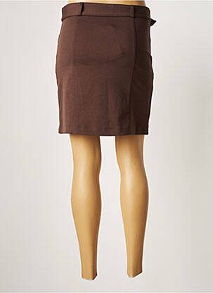 Jupe courte taille normale marron ICHI femme