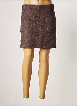 Jupe courte poches marron ICHI femme