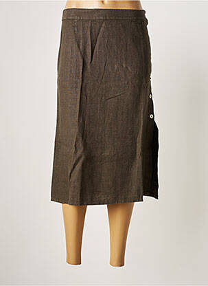 Jupe mi-longue coupe évasée marron SKANDAL femme