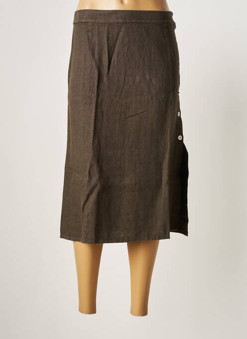 Jupe mi-longue coupe évasée marron SKANDAL femme