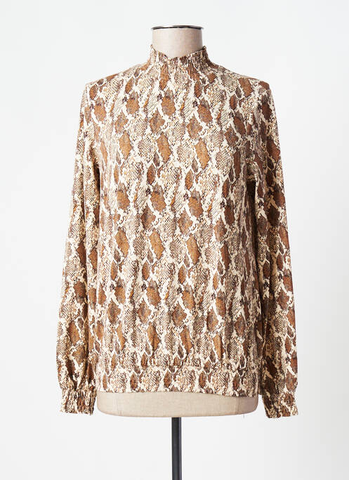 Top tissage jersey manches longues beige GEISHA femme