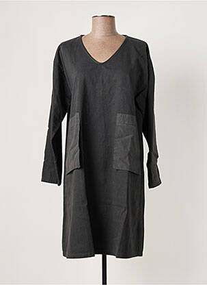 Robe mi-longue manches longues manches longues gris SKANDAL femme