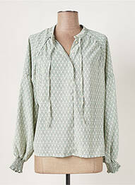 Blouse imprimé fantaisie manches longues beige GEISHA femme