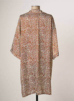 Robe mi-longue coupe fluide manches 3/4 marron JANIS & JOHN femme