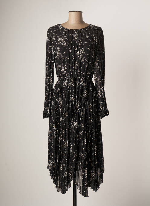 Robe longue manches longues manches longues noir IDANO femme