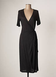 Robe mi-longue manches courtes manches courtes noir MAJESTIC FILATURES femme