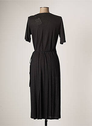 Robe mi-longue manches courtes manches courtes noir MAJESTIC FILATURES femme